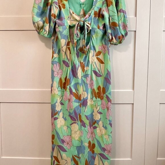 NEW Sanctuary tie back maxi dress in green/multi pattern- Size 14W (1X) - Picture 5 of 7